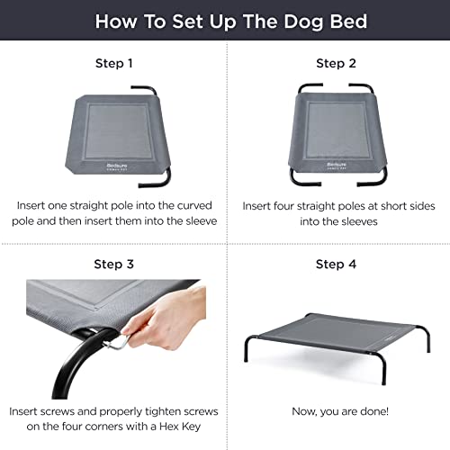 Bedsure Elevated Dog Bed, Outdoor Raised Dog Cots Beds with No-Slip Feet, Stable Frame & Durable Supportive Teslin Recyclable Mesh, Breathable, Indoor and Outdoor Pet Beds, Fits up to 40-85 lbs, S-L Sizes