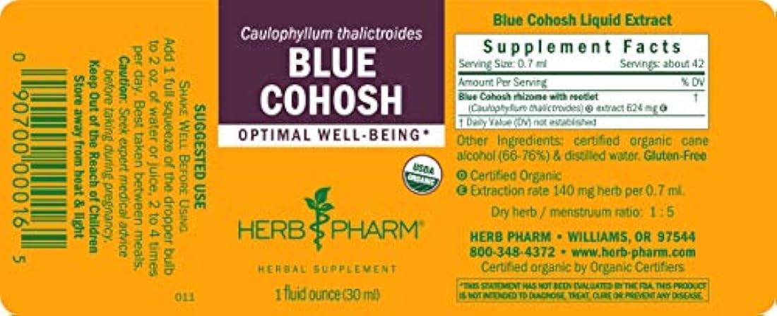 zacate Pharm orgánico certificado Azul Cohosh Extracto