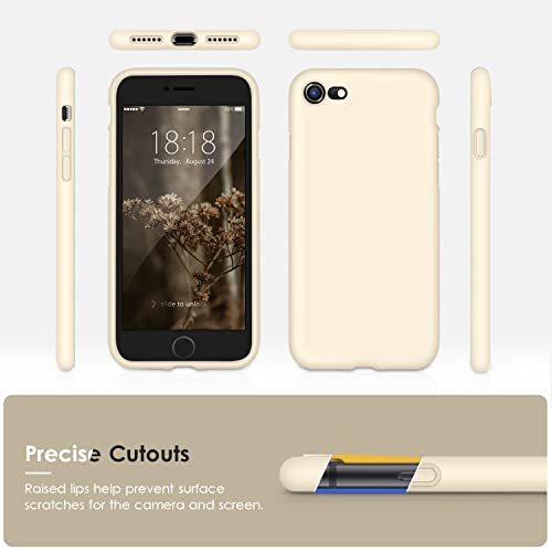 DTTOCASE - Funda para iPhone SE 2022/2020, iPhone 8, iPhone 7, funda de silicona líquida para iPhone SE 8 7 de 4.7 pulgadas, colorida y suave funda protectora para niñas y mujeres, color blanco leche