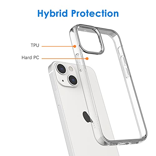 JETech - Funda compatible con iPhone 13 de 15,5 cm, a prueba de golpes, con parte trasera transparente, antiarañazos (transparente HD)