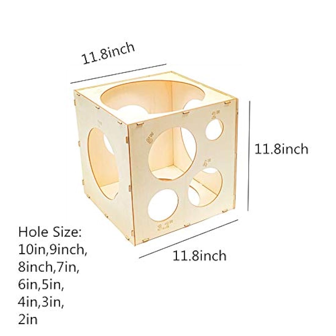 Caja de medición de globos de madera con 9 agujeros