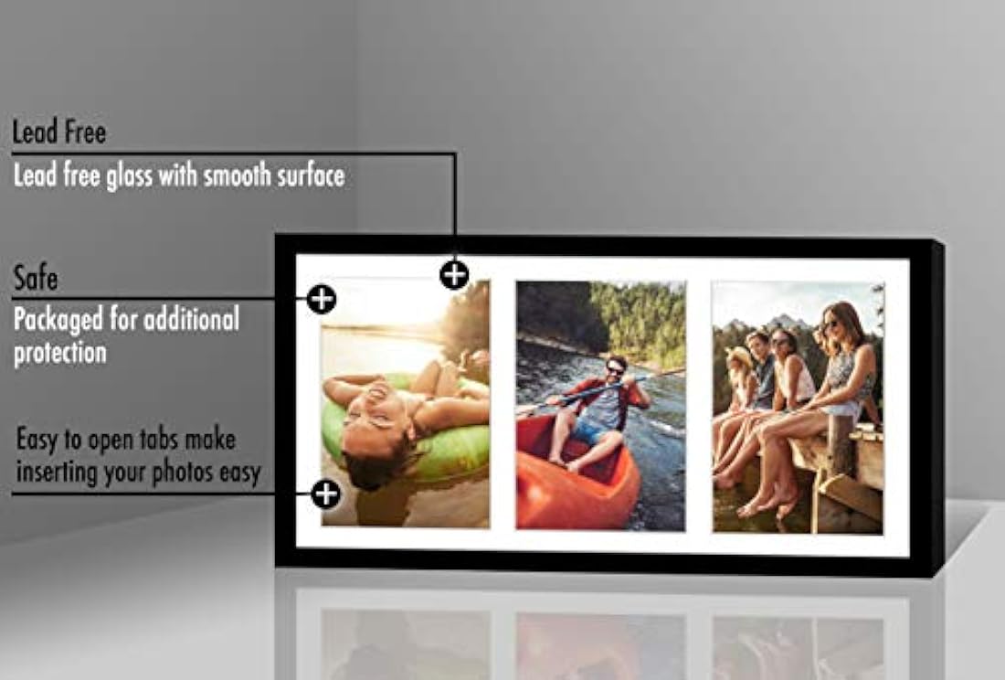 Americanflat - Marco de fotos para collage (8.0 x 16.0 in, 3 fotos de 5 x 7 en tu pared)