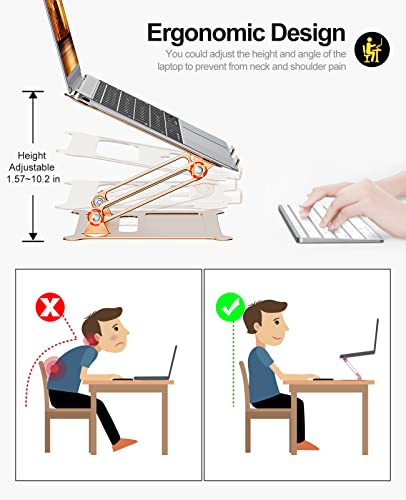 Urmust Soporte ajustable para portátil portátil Ultrabook Stand Riser portátil compatible con MacBook Air Pro HP Dell XPS Lenovo todos los portátiles de 10 a 15.6 pulgadas (dorado)