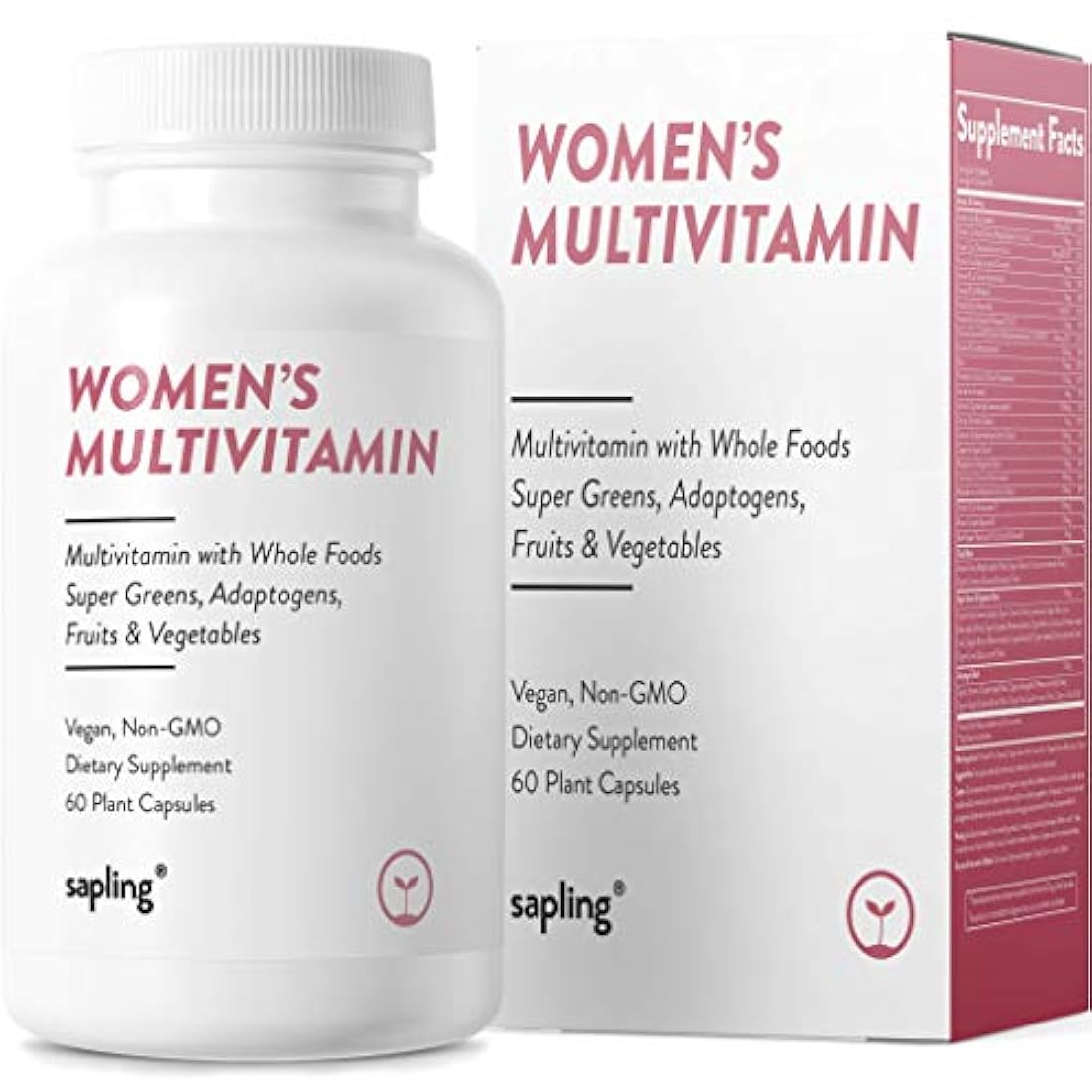 Multivitamínico para las mujeres Suplemento diario - con vitaminas de alimentos integrales, a base de plantas, frutas y verduras orgánicas. Vitamina A, complejo B, C, D3, E, K2 pimienta negra. Vegano y sin OMG - 60 cápsulas.