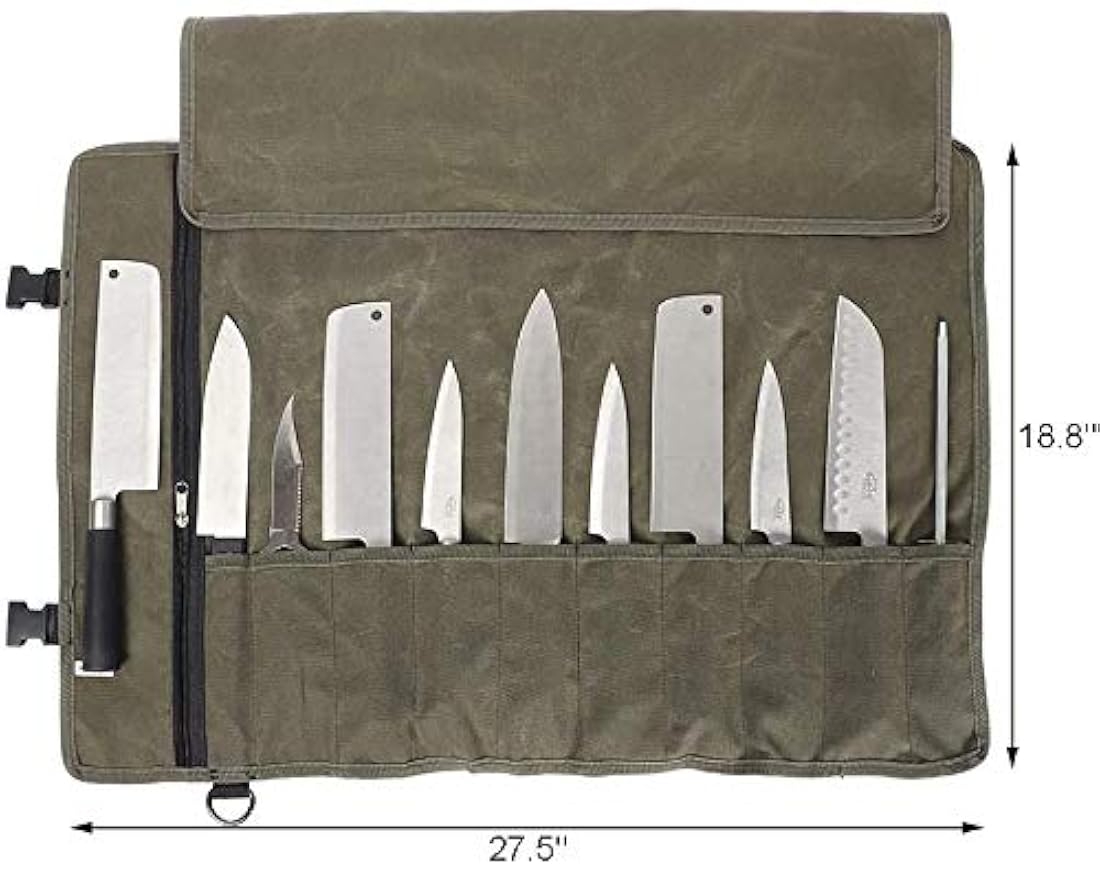 Bolsa para cuchillos de chef enrollable, bolsa de lona