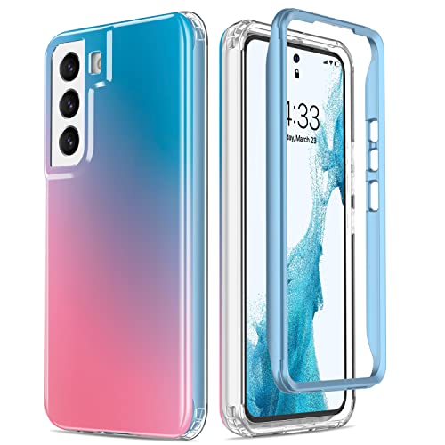 ESDOT Funda para Samsung Galaxy S22, grado militar, prueba de caídas de 21 pies, funda resistente con diseños de moda rosa azul para mujeres y niñas, funda protectora para Galaxy S22 de 6.1 pulgadas