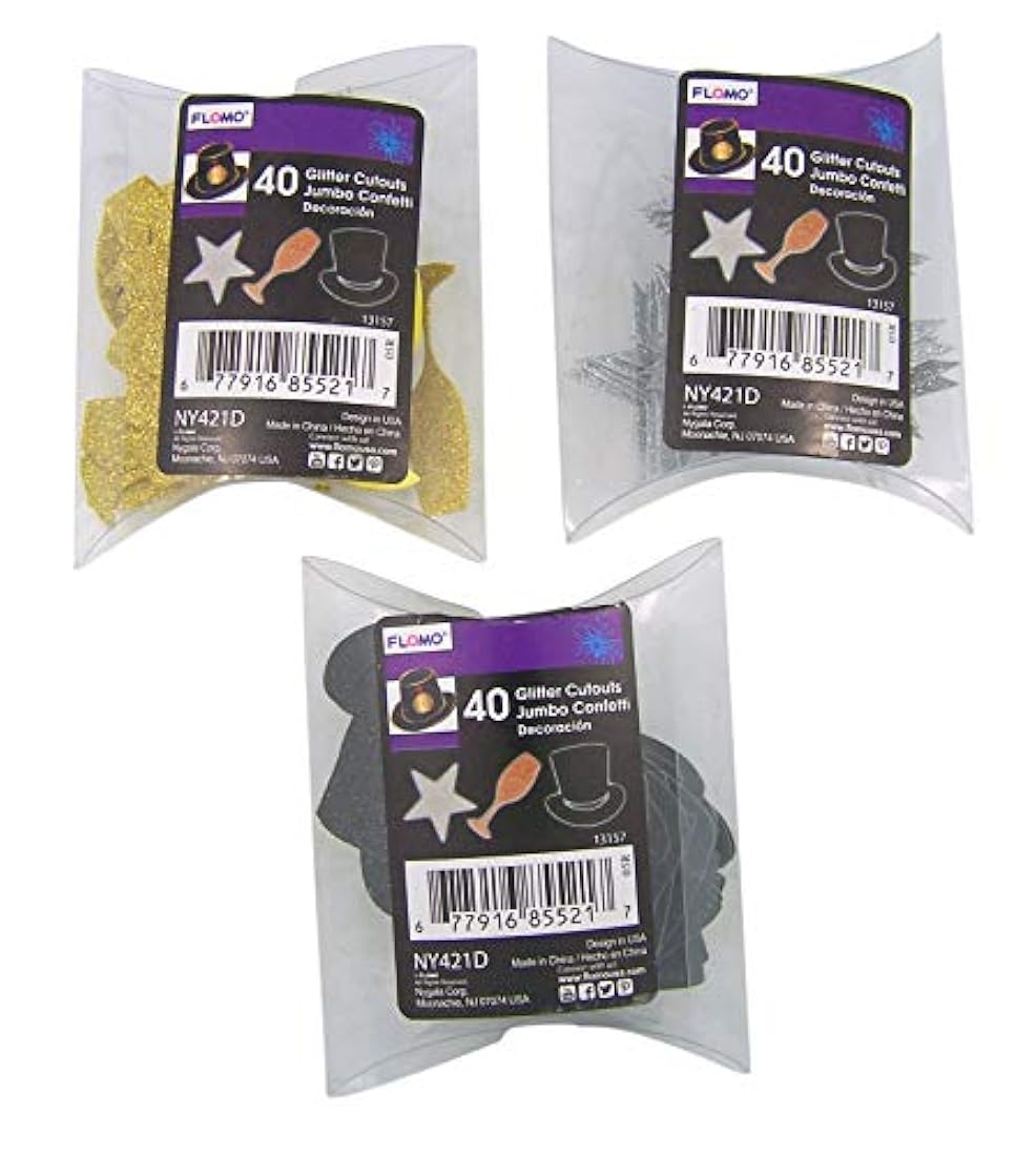 Confeti de purpurina de Año Nuevo con forma variada