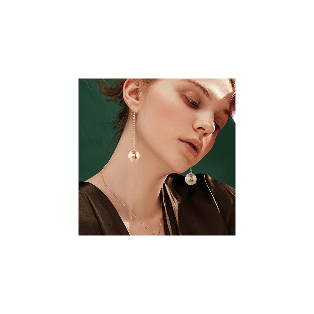 Aretes de bola de disco de plata para mujeres