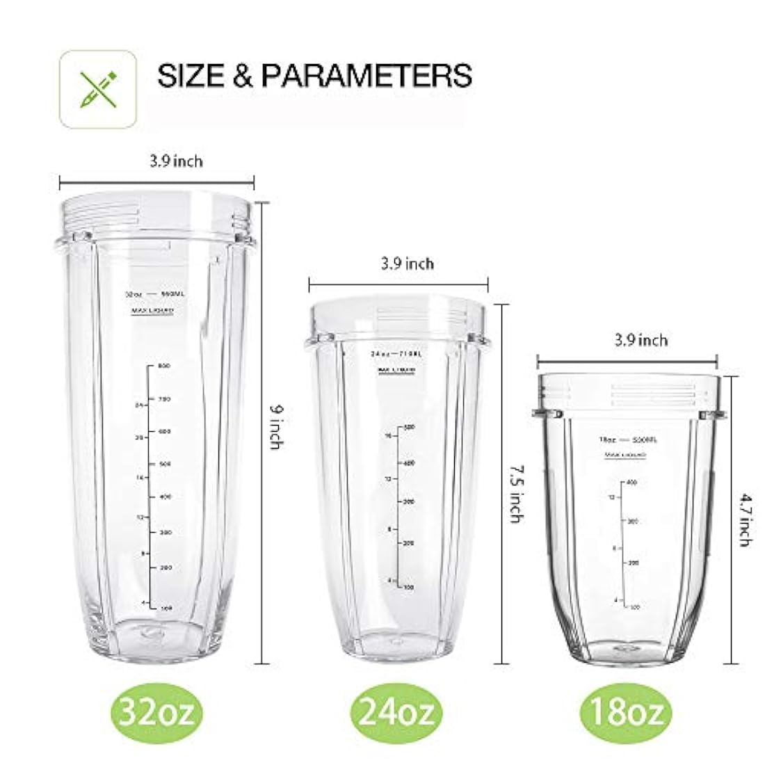 Vasos de repuesto de 32 onzas, QT 2 paquetes de vasos
