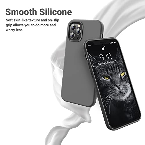 OTOFLY Funda compatible con iPhone 12 Pro Max, serie sedosa y suave al tacto, de goma de silicona líquida suave de alta calidad (gris espacial)