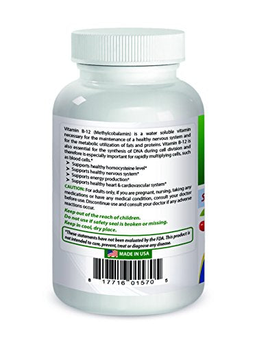 Best Naturals Vitamin B-12 6000 mcg 60 Tabletas