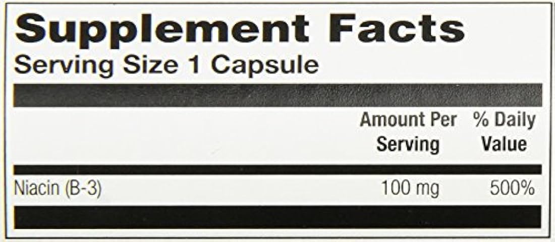 Cápsulas de vitamina de niacina, 100 mg, 100 unidades