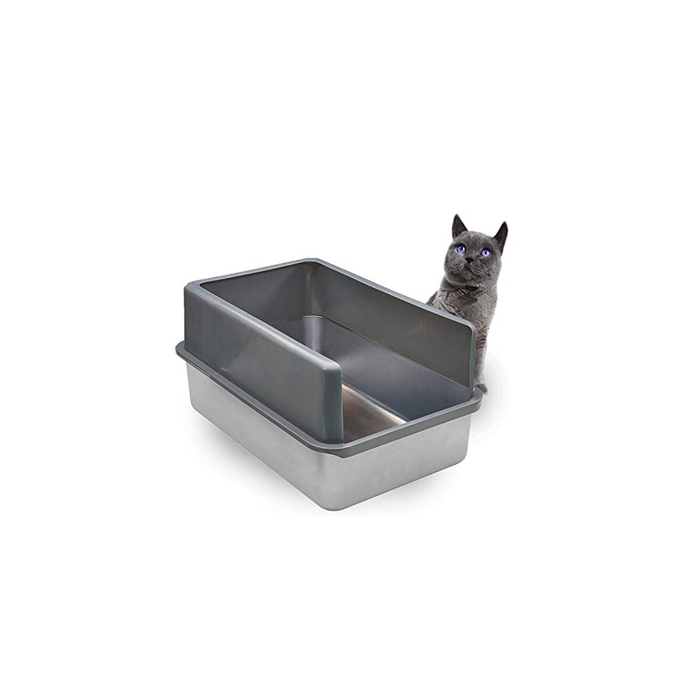 Caja de arena de acero inoxidable para gatos XL