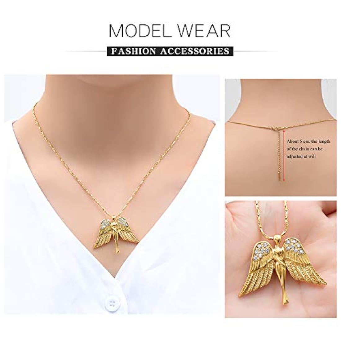 Colgante de cenizas con colgante de ángel para mujer