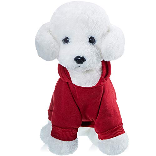 2 piezas con capucha de invierno para perros pequeños, sudaderas cálidas con bolsillo de algodón para perros, ropa para cachorros, disfraz de cachorro (azul oscuro, rojo vino, S)