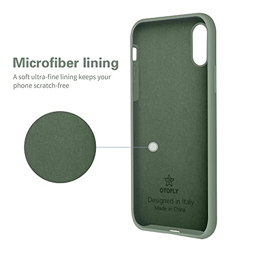 OTOFLY - Funda ultrafina de goma de silicona suave de alta calidad, funda protectora de cuerpo completo, compatible con Apple iPhone X/Xs de 5.8 pulgadas (verde Calke)