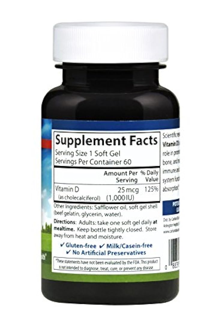 Carlson vitamina D3 1000 IU, salud ósea, 1