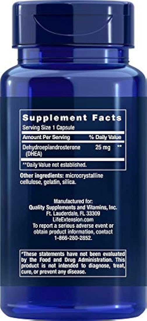 DHEA, 25 mg, 100 cápsulas