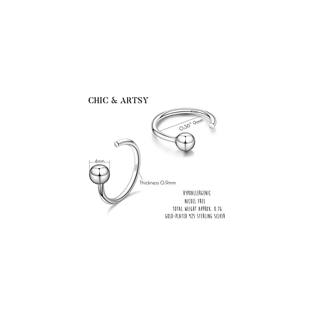 Aretes de aro de plata con forma de bola