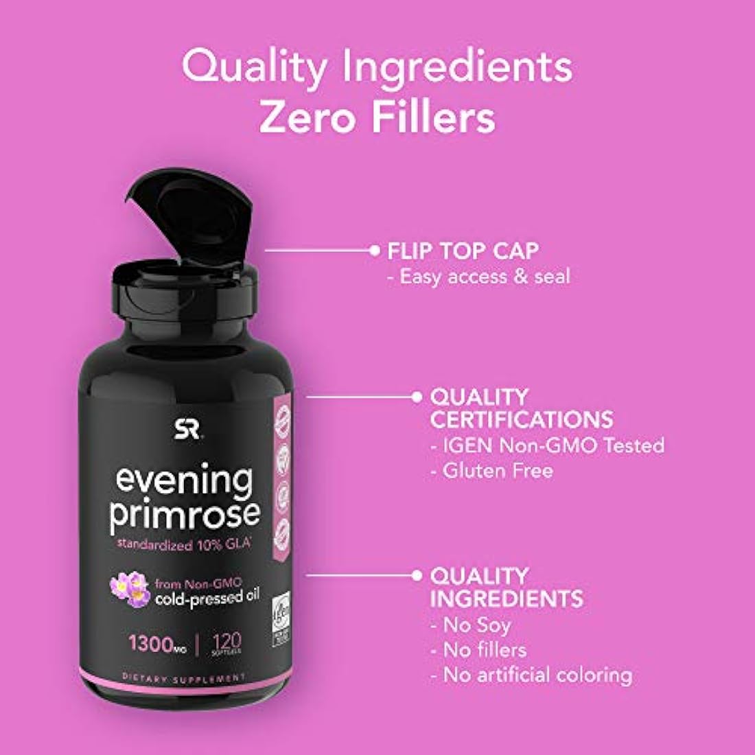 Sports Research - Aceite esencial de onagra 120 cápsulas