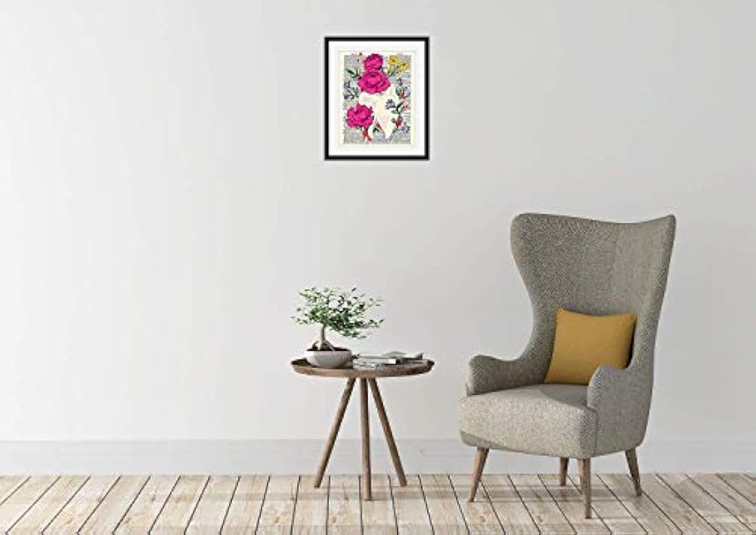 cartel de decoración de diente con flores sin marco