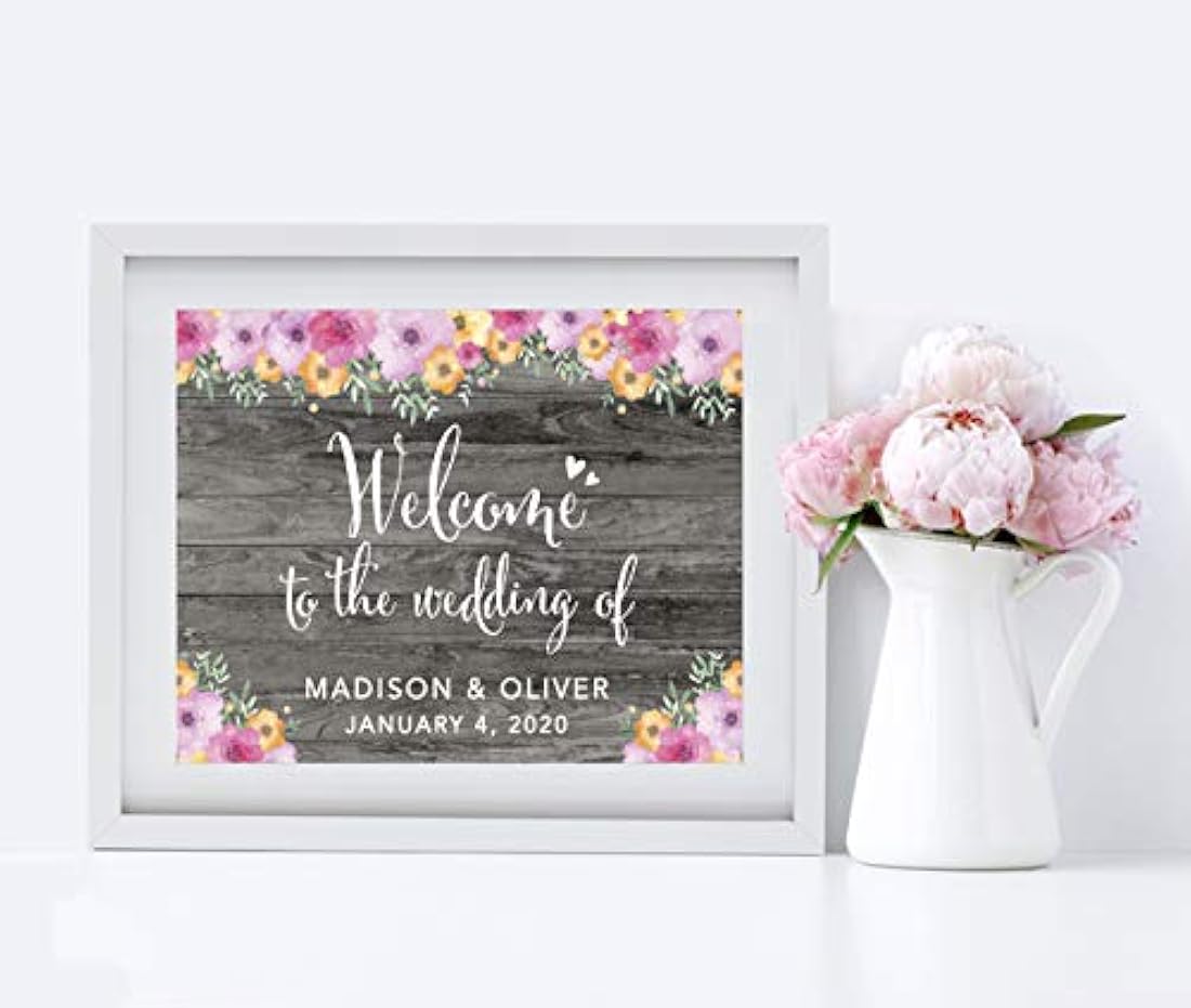 Señales personalizables para boda, diseño de flores