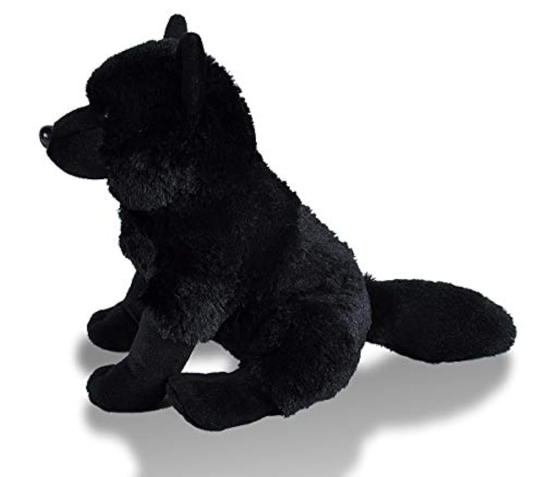 Peluche de lobo (peluche, 12.0 in), color negro.