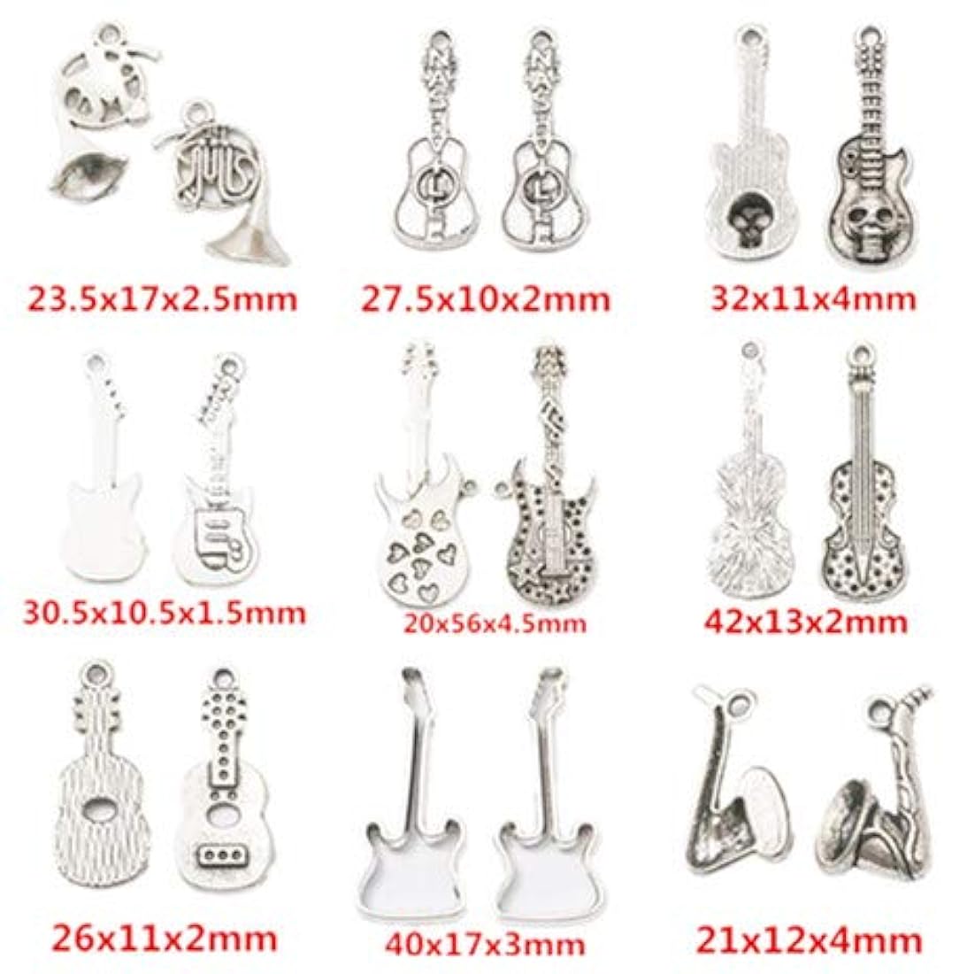Dijes con diseño de instrumentos musicales