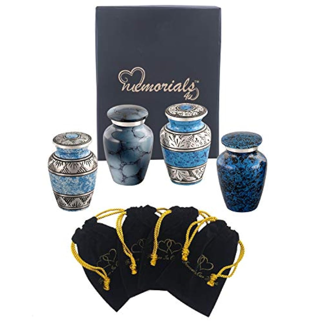Juego de urnas de recuerdo clásico color azul, 4 unidades