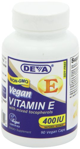 Deva Vegan Vitamins Vitamina E natural 400iu con tocoferoles mixtos, 90 unidades