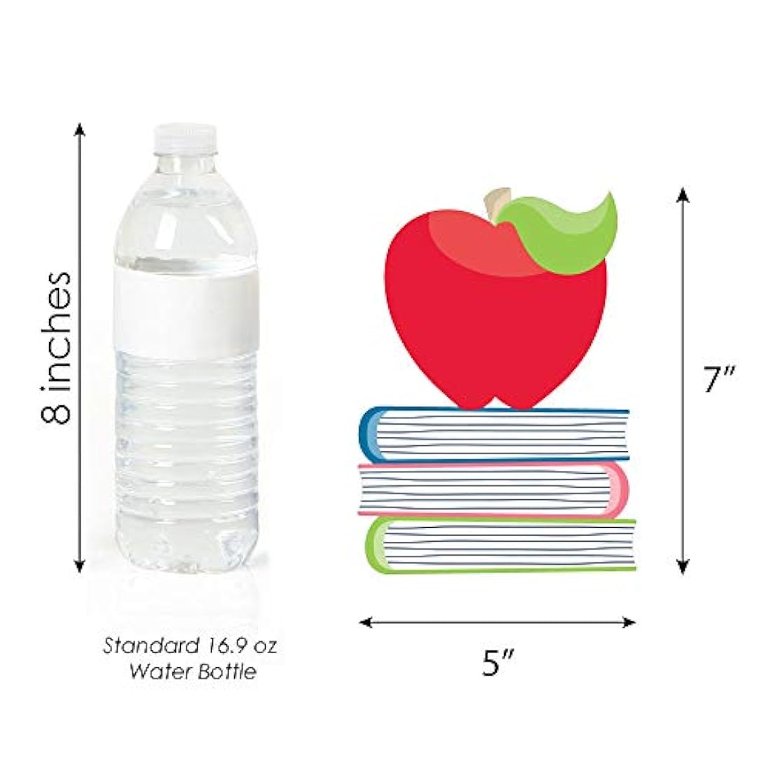 Mochila, autobús escolar, manzana y libros de decoración