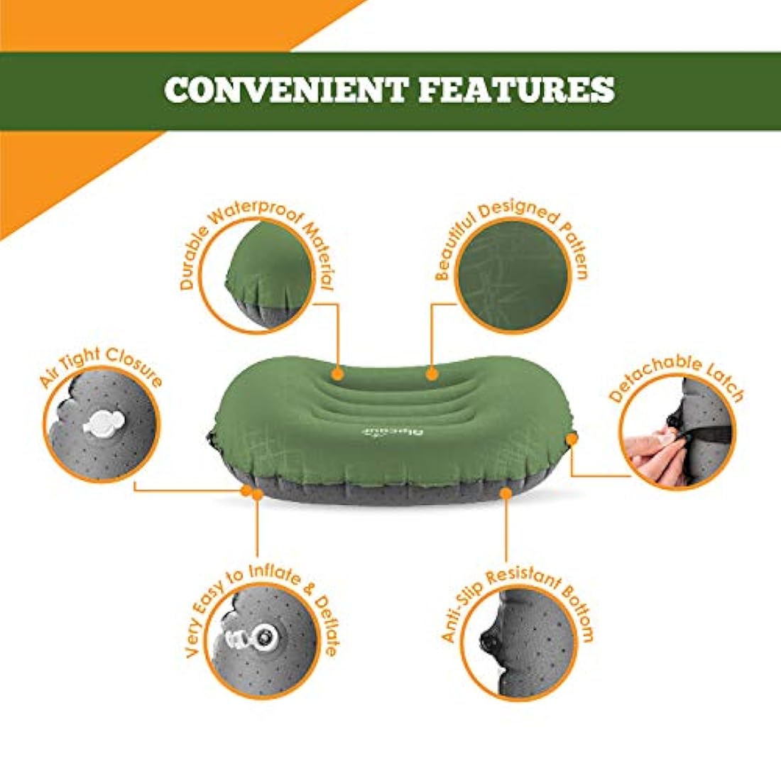 Almohada de camping - grande, hinchable, ultraligera