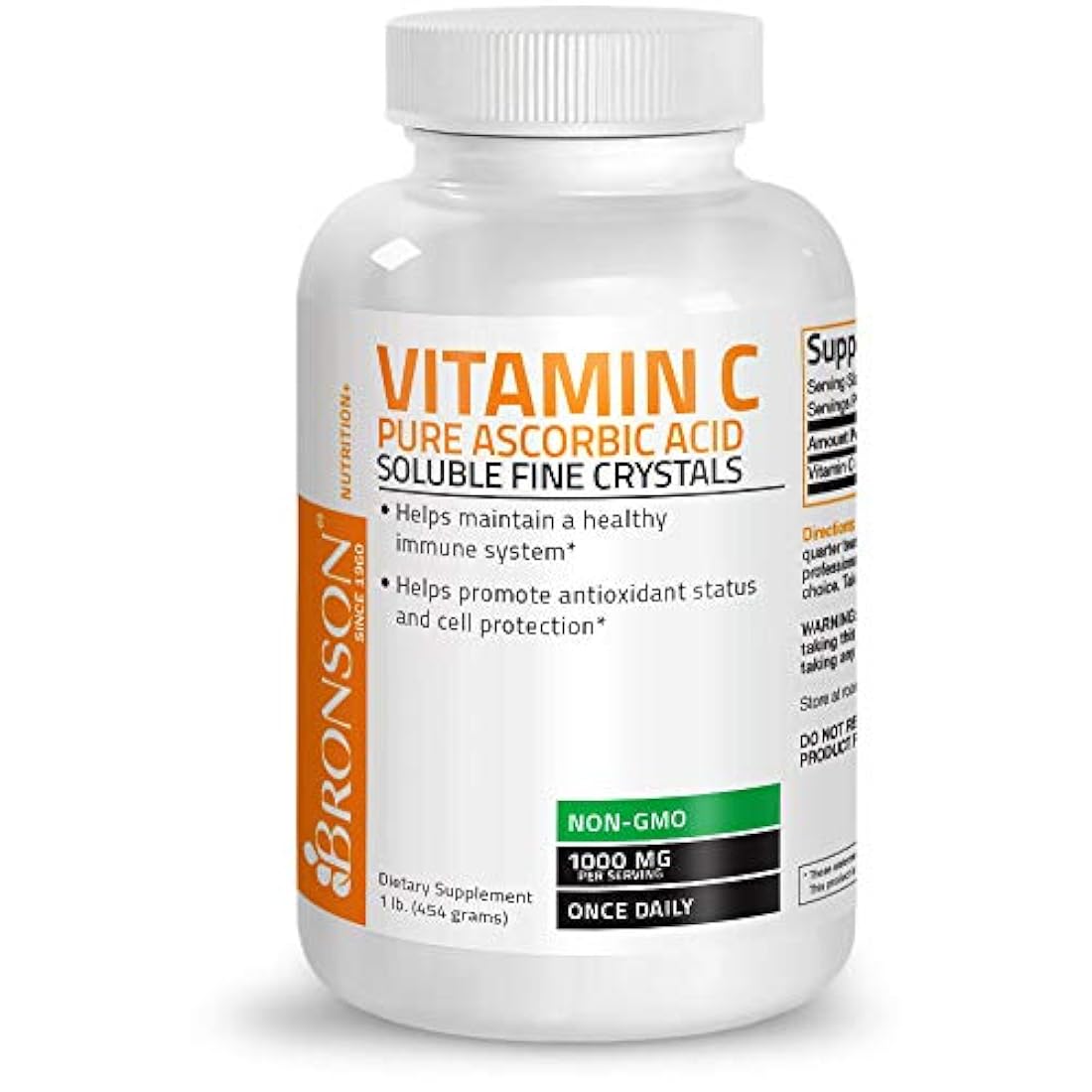 Vitamina C en polvo pura absorción ácido soluble Bronson