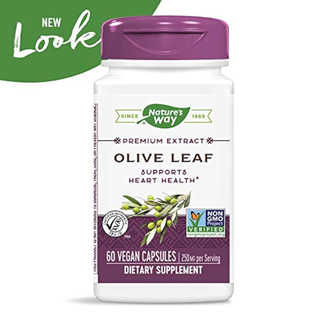 La forma de hoja de olivo, 60 Cápsulas de la naturaleza