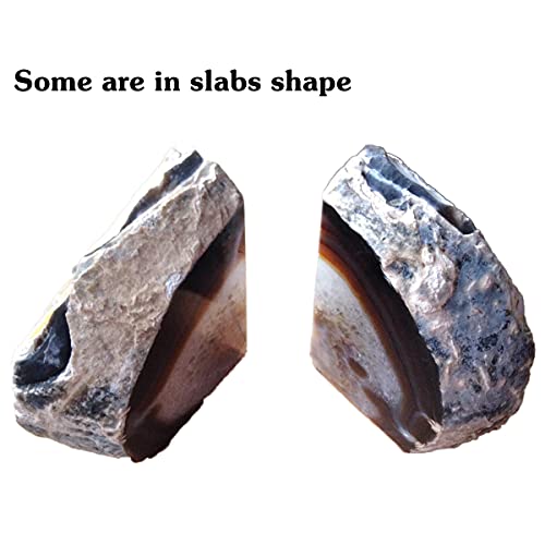 AMOYSTONE - Sujetalibros decorativo de ágata para oficina, resistente, con protectores de goma, 1 par