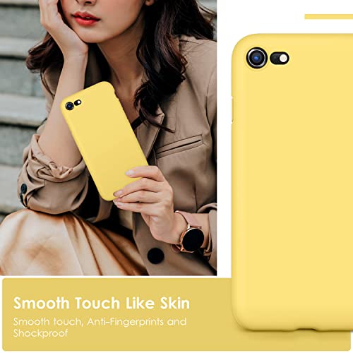 DTTOCASE - Funda para iPhone SE 2022/2020, iPhone 8, iPhone 7, funda de silicona líquida para iPhone SE 8 7 de 4.7 pulgadas, funda protectora colorida suave y sedosa para niñas y mujeres, color amarillo