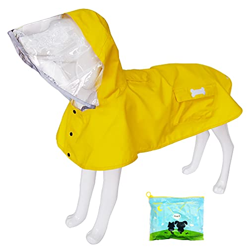 Impermeable impermeable para perro, ajustable, reflectante ligero, ropa de lluvia para mascotas con capucha poncho