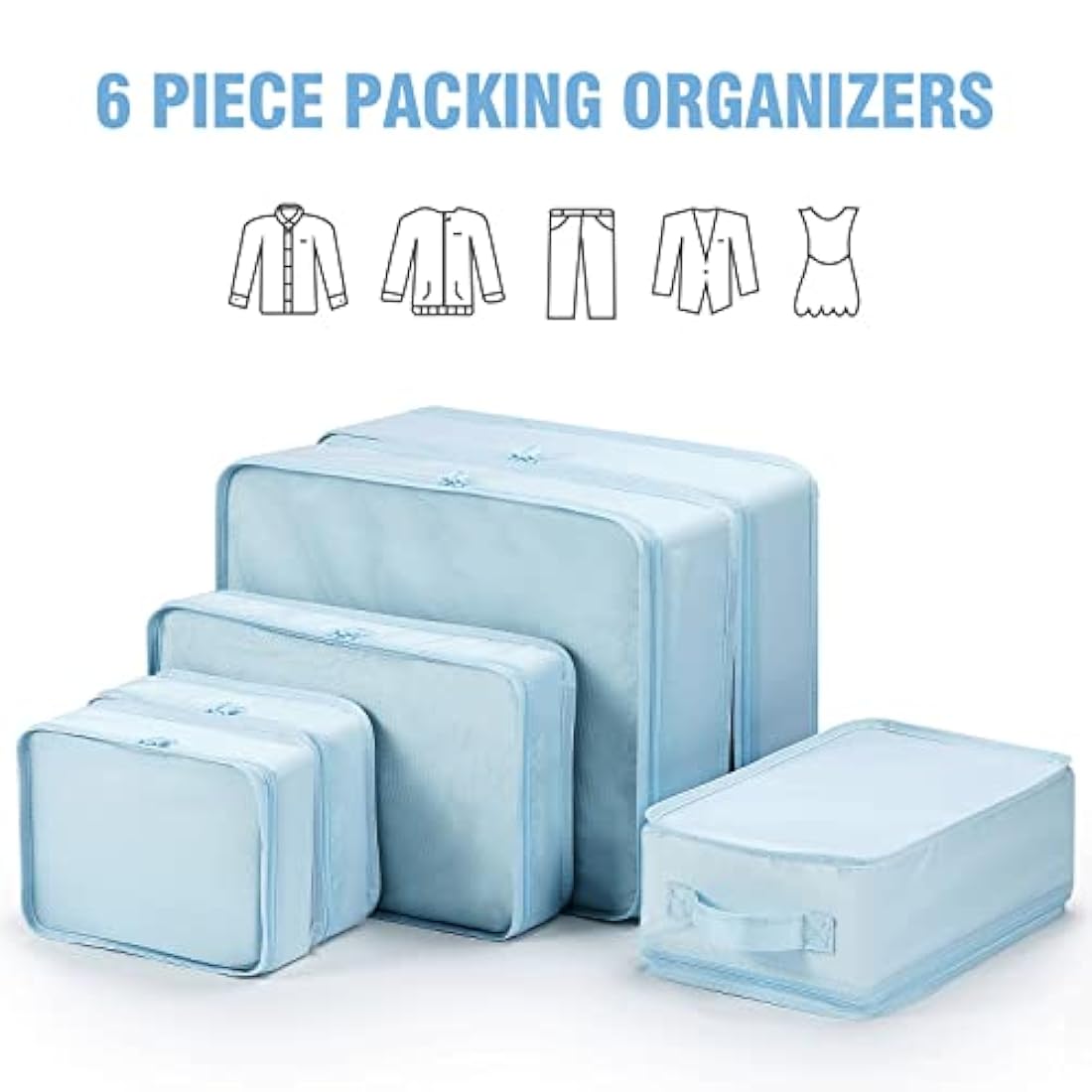 Organizadores de 6 cubos de embalaje de viaje con bolsa