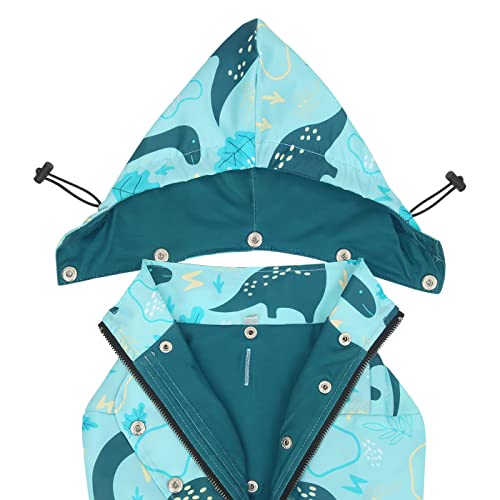 HDE Chubasquero de doble capa con cremallera para perros pequeños a grandes, dinosaurios - S