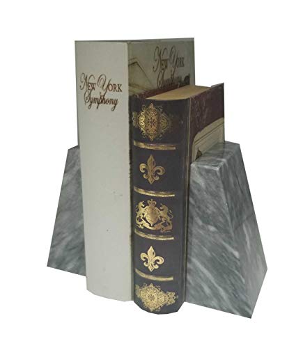 Sujetalibros de mármol pulido natural en forma de cuña gris