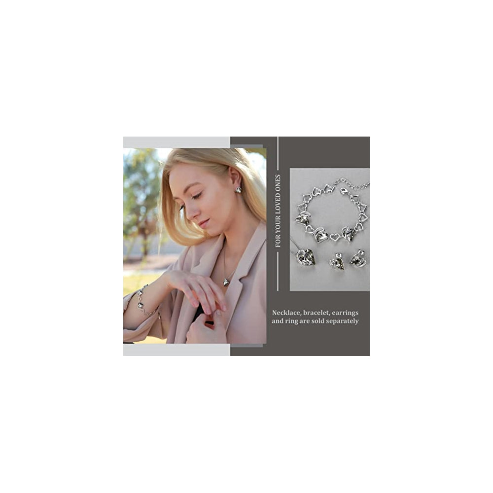 Aretes con forma de corazón infinito y piedra para mujer