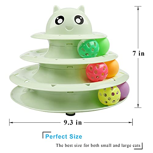 UPSKY Rodillo de juguete para gatos de 3 niveles con seis bolas de colores interactivos, divertido rompecabezas de ejercicio físico mental para gatitos.