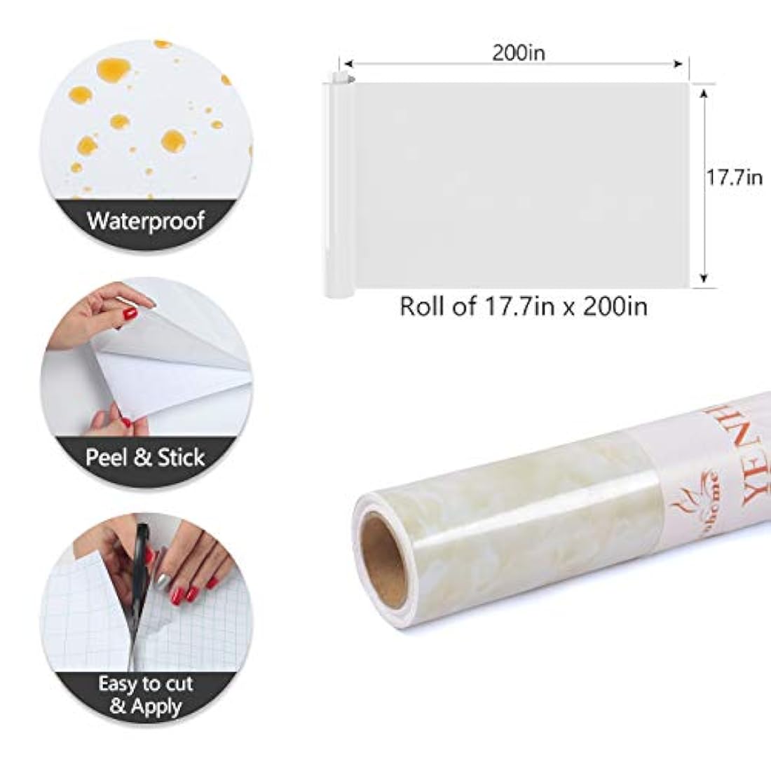 Papel vinilo Autoadhesivo tipo mármol crema(17.7 x 200)