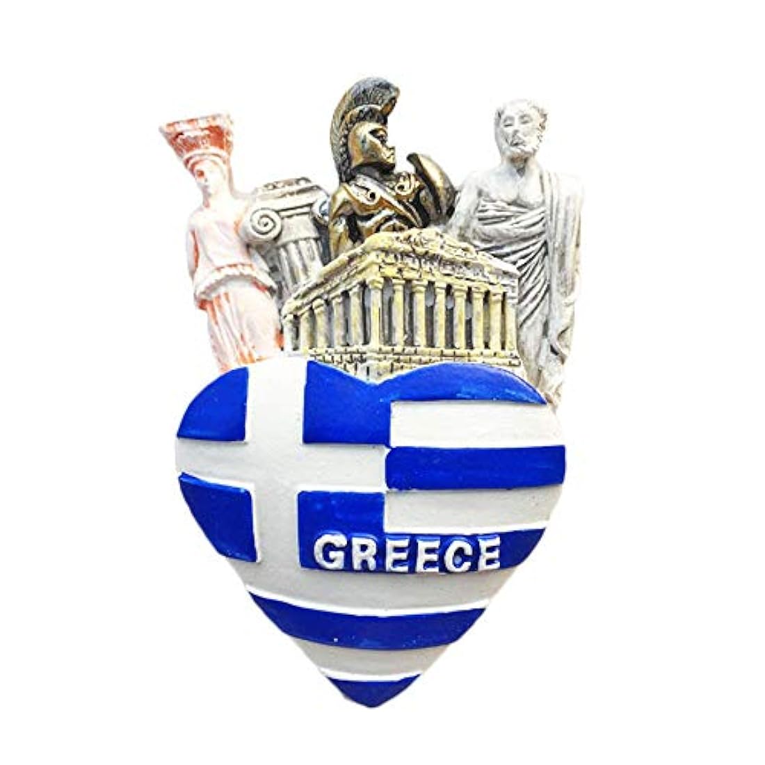 Imán con diseño de bandera de Grecia en forma de corazón
