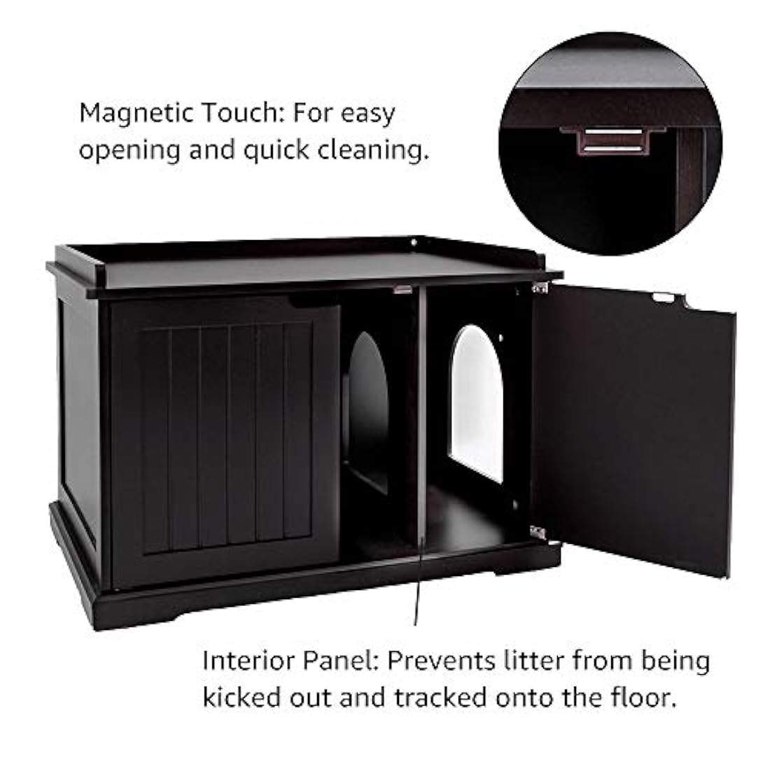 Unipaws - Banco de almacenamiento para baño de gato, con estructura de madera resistente, amplio almacenamiento, fácil montaje, se adapta a la mayoría de cajas de basura