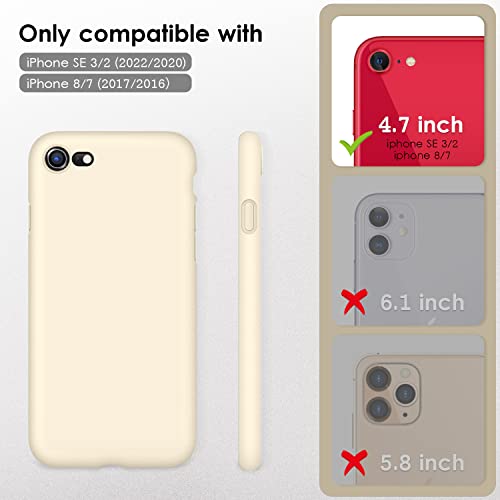 DTTOCASE - Funda para iPhone SE 2022/2020, iPhone 8, iPhone 7, funda de silicona líquida para iPhone SE 8 7 de 4.7 pulgadas, colorida y suave funda protectora para niñas y mujeres, color blanco leche
