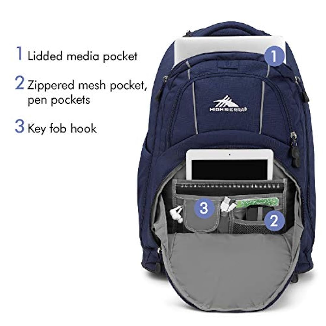 Morral con ruedas para portátil, Azul marino(20.5x13.5x 8)