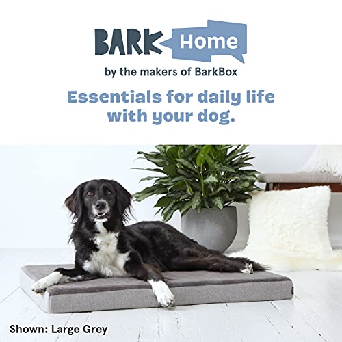 Barkbox Cama para perro con plataforma de espuma viscoelástica, colchón de felpa para alivio ortopédico, lavable a máquina con funda extraíble y forro resistente al agua, incluye juguete chirriador