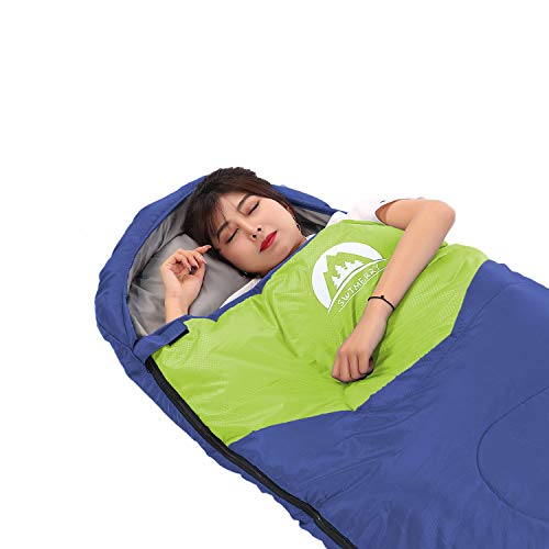 Saco de dormir 3 estaciones (verano, primavera, otoño) clima cálido y fresco, ligero, impermeable, uso interior y exterior para niños, adolescentes y adultos para senderismo y acampar.