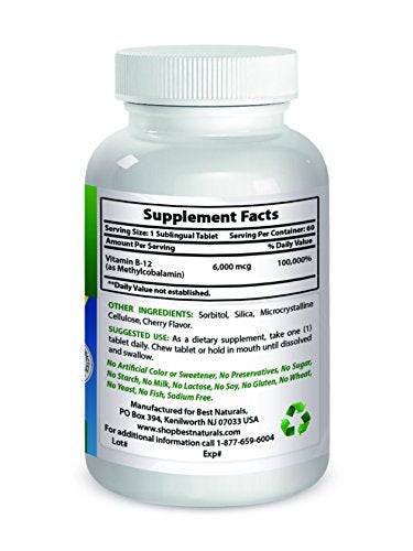 Best Naturals Vitamin B-12 6000 mcg 60 Tabletas